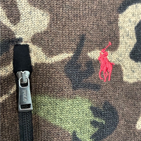 Polo Ralph Lauren $228 Camo Full Zip Fleece Lined Sweater Jacket Green Medium - Picture 6 of 12